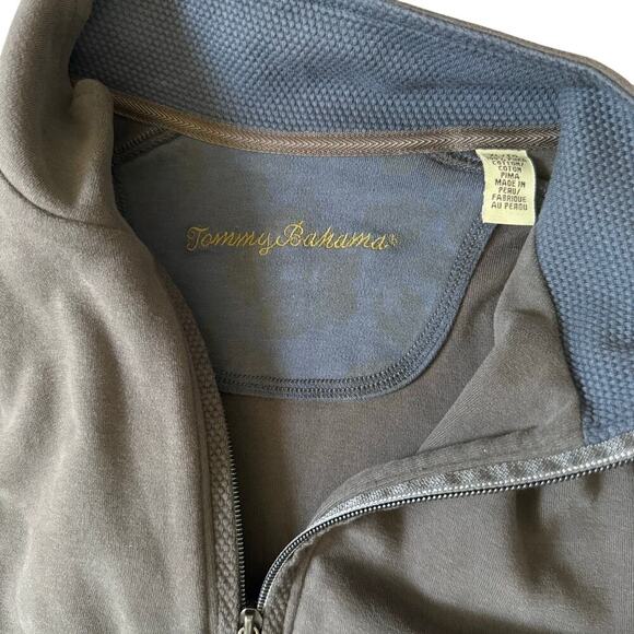 Tommy Bahama XL 100% Pima Cotton Quarter Zip Pullover Sweatshirt Gray Coastal - Picture 9 of 10